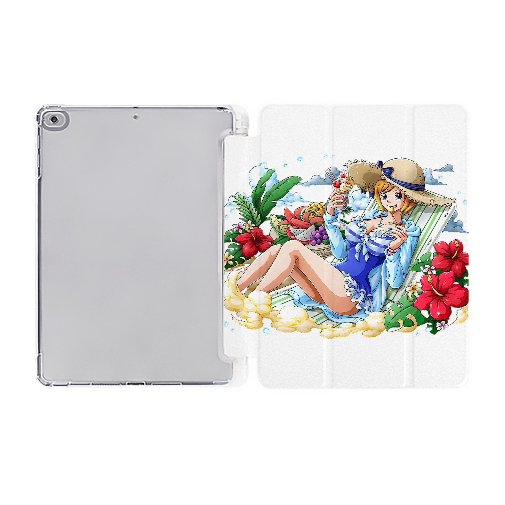 ワンピース ナミ ONE PIECE Nami IPad ケース ペン収納付き 三つ折りスタンド PUレザー×シリコン 対応機種9.5/10.5/10.9インチ